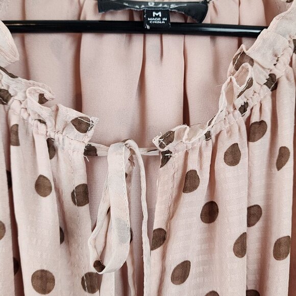 Lulus Dress sz M women Love You Tier-ly Blush Pink Polka Dot Tiered Midi Retro - Picture 8 of 16